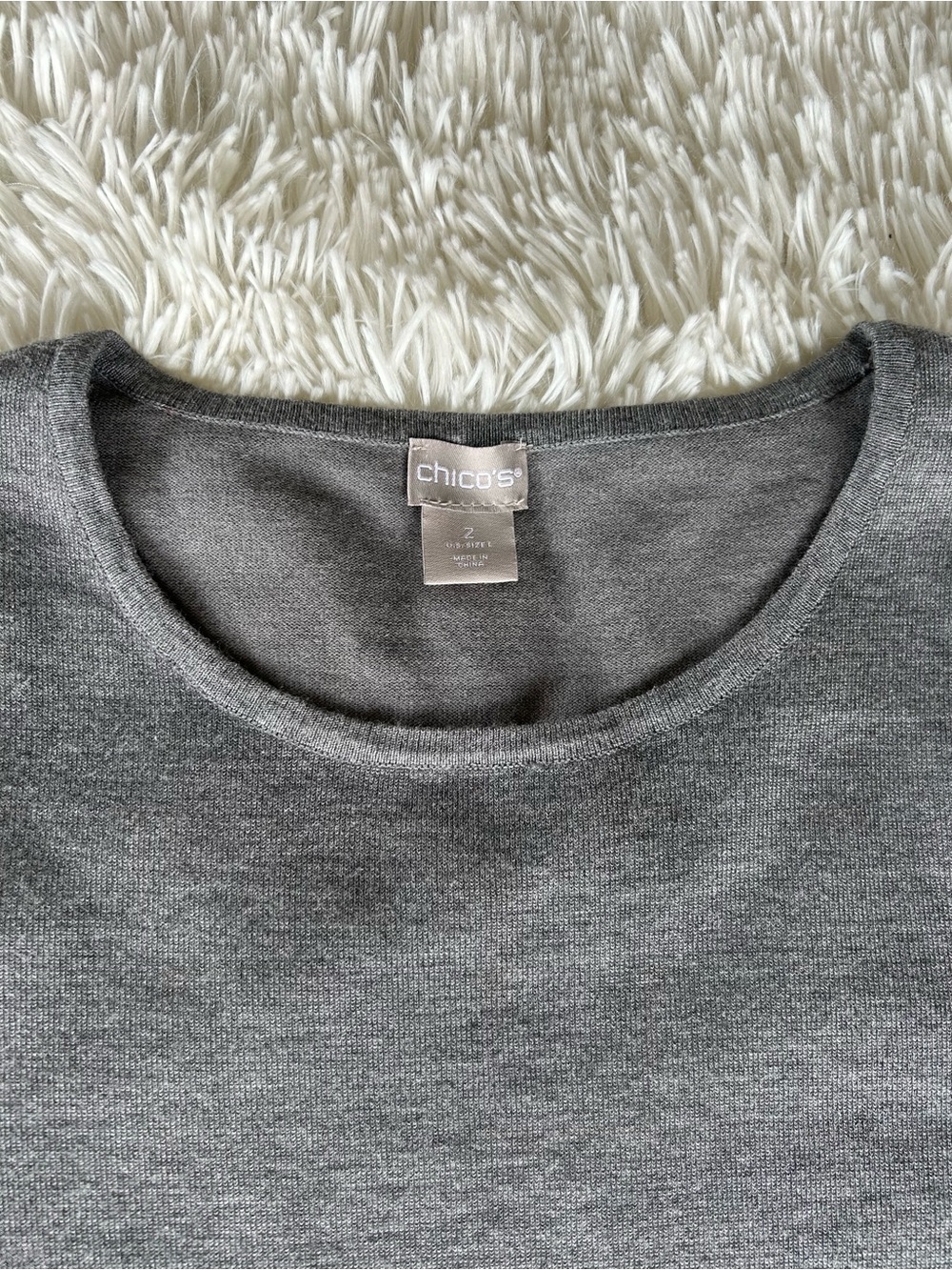 Chico's | Charcoal Crewneck Long Sleeve Top - Picture 3 of 8